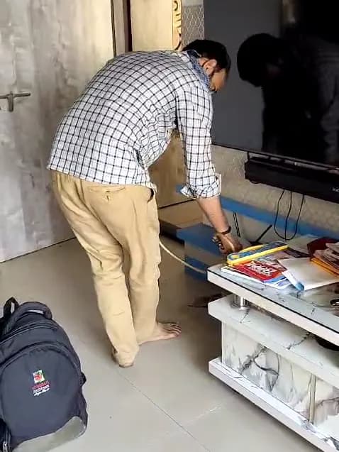 Spray along the skirting of a flat's living room